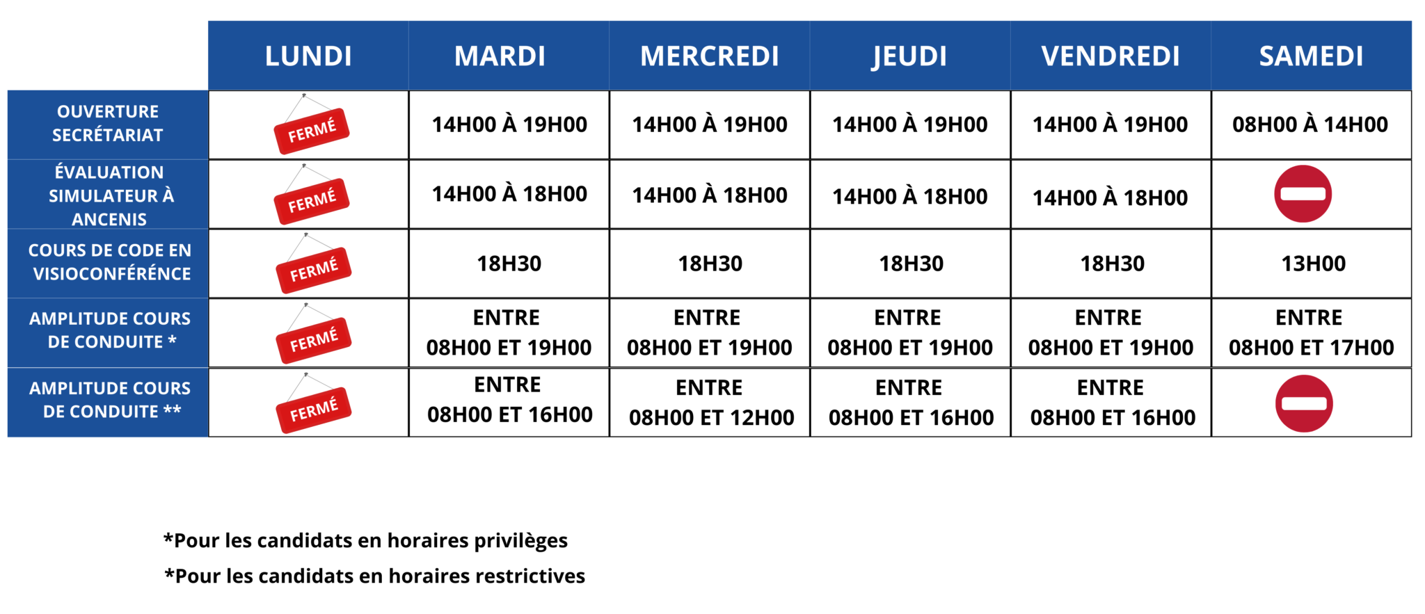 horaires